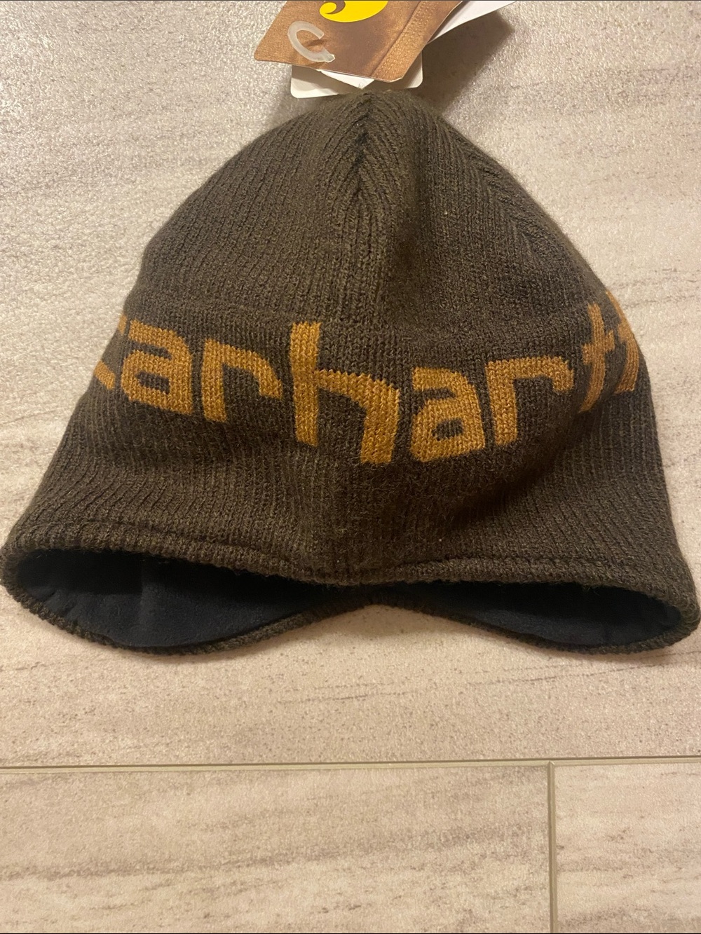 Carhartt Kids Brown Beanie with Gold Logo